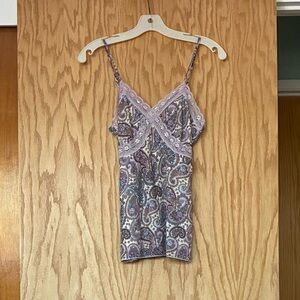 Xhilaration Lavender Paisley Lace-Trim Cami
